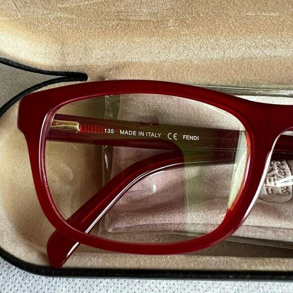 FENDI Red Side-Logo Eyeglasses w/ Case, 52-17-135 SRP: $450 - Picture 5 of 10